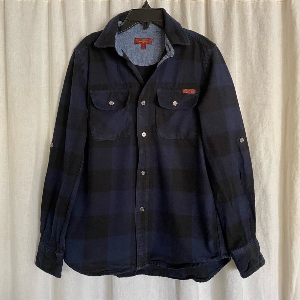 7 For All Mankind boys flannel button down shirt sz M